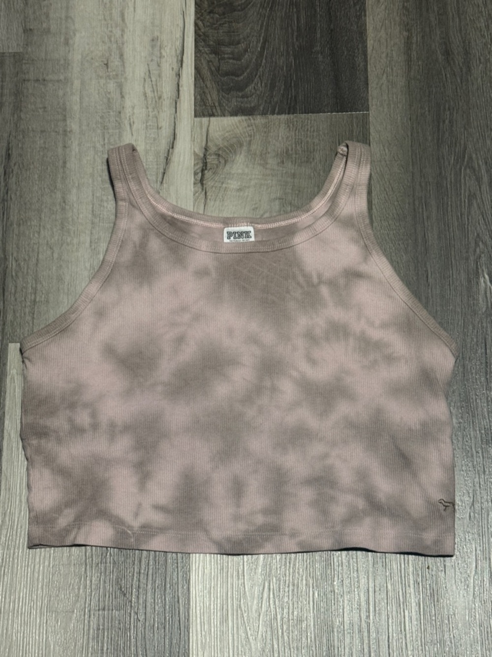 PINK Victoria's Secret Ribbed Cropped Tank Top in Mauve Pink